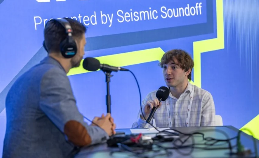  Photo of podcast participants recording an episode