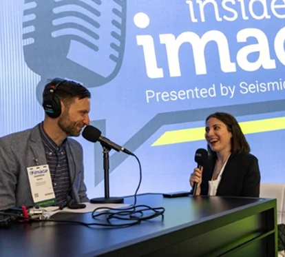 Photo of podcast participants recording an episode